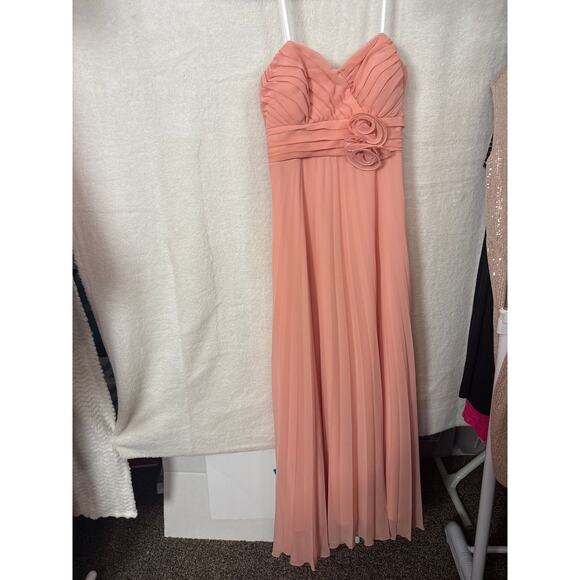 BN #604 Betsy & Adam Peach Strapless Evening Gown - Size 10 - Picture 1 of 4